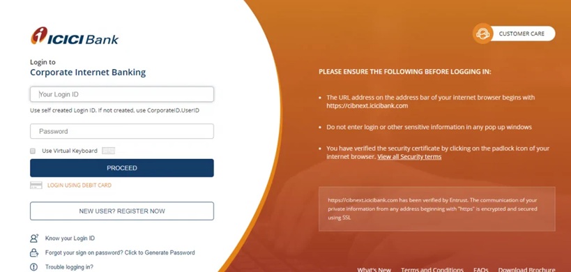 icici corporate e-bankinginternet banking login