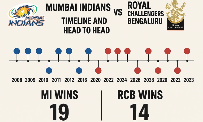 mumbai indians vs royal challengers bengaluru timeline