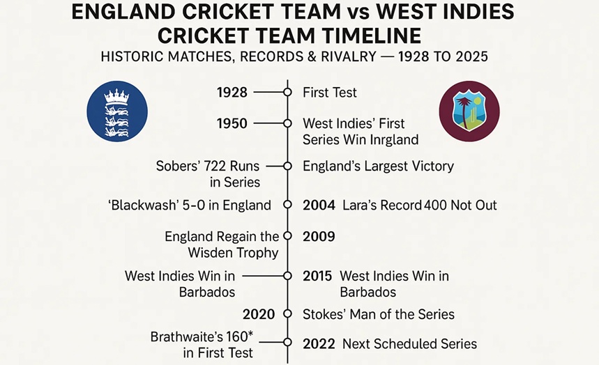 england cricket team vs west indies cricket team timeline