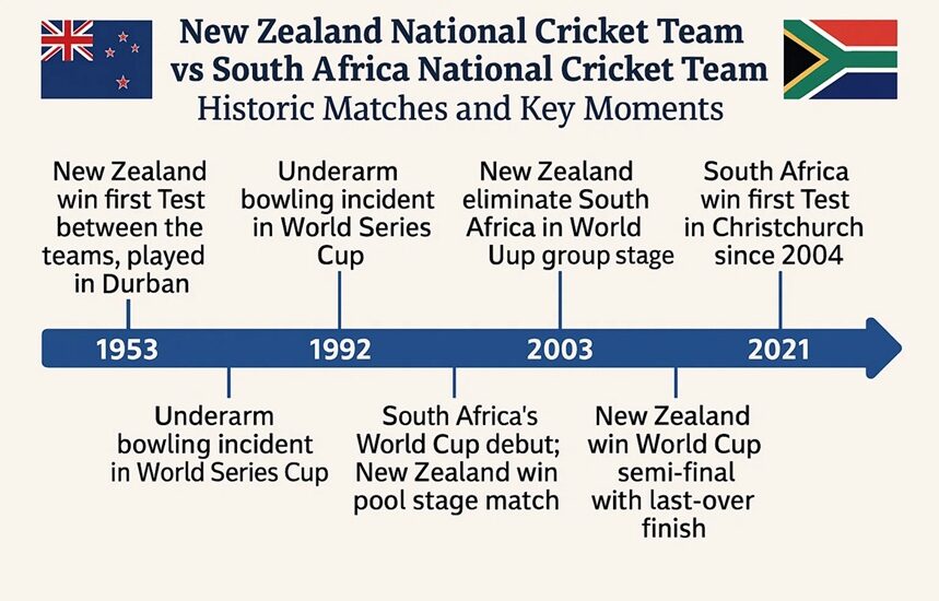 new zealand national cricket team vs south africa national cricket team timeline