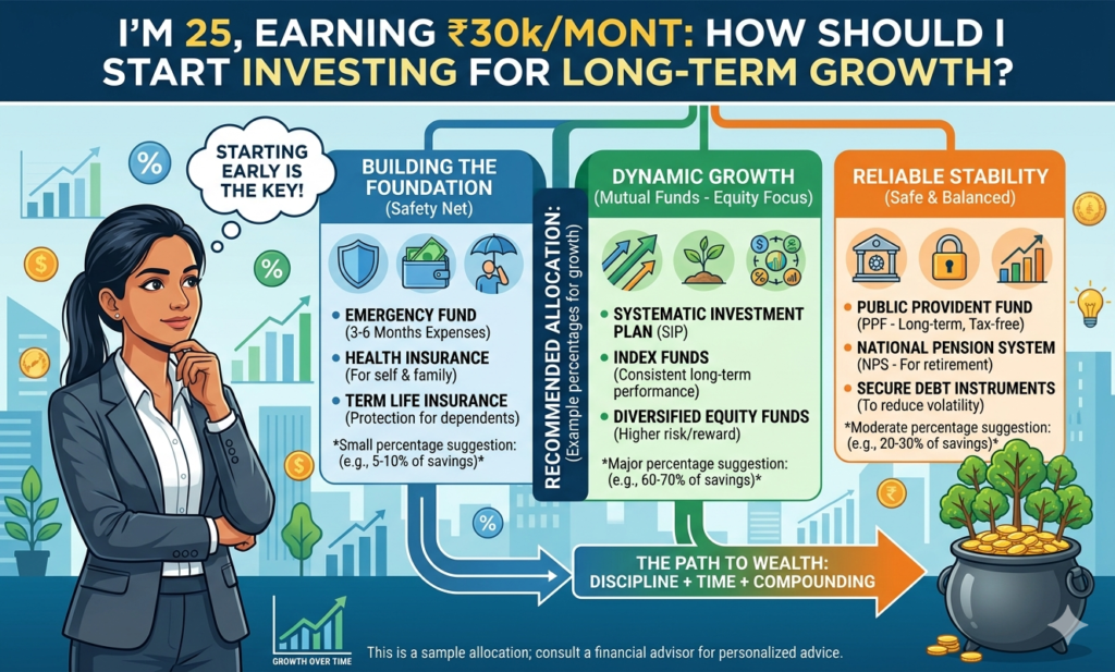 i’m 25 and earning ₹30k a month how should i start investing for long-term growth?